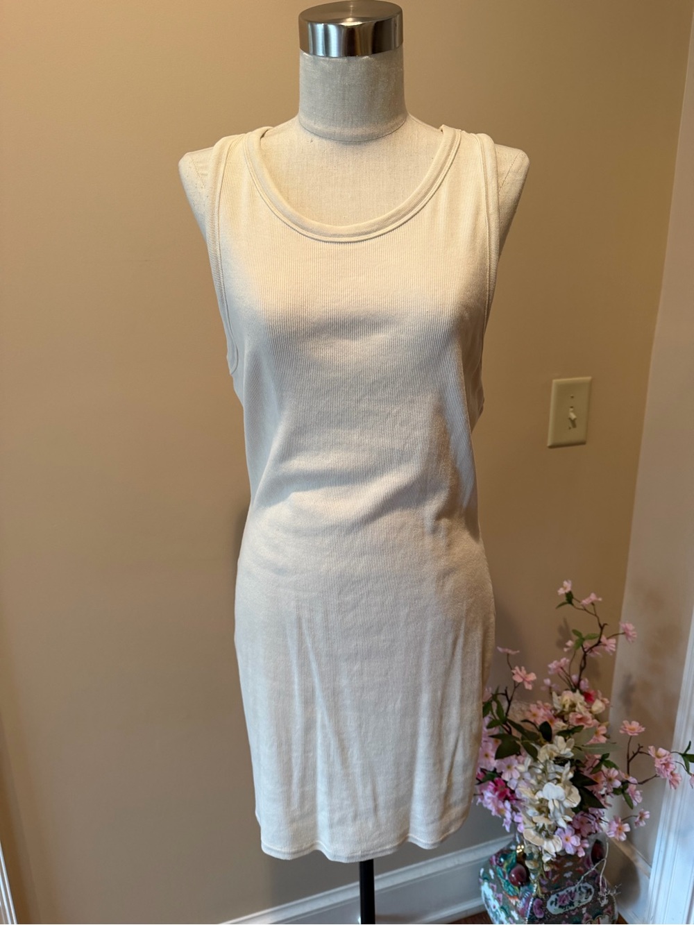 Lizard Thicket Double Zero Sleeveless Mini Tank Dress in Cream